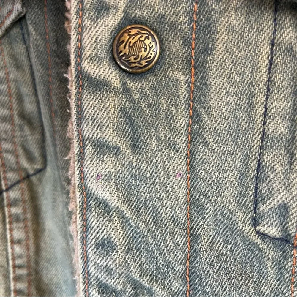 7 For All Mankind Vintage Y2K Sherpa Denim Jacket Womens Small Western